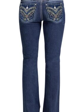 Miss Me Dark Blue Embroidered Bootcut Jeans
